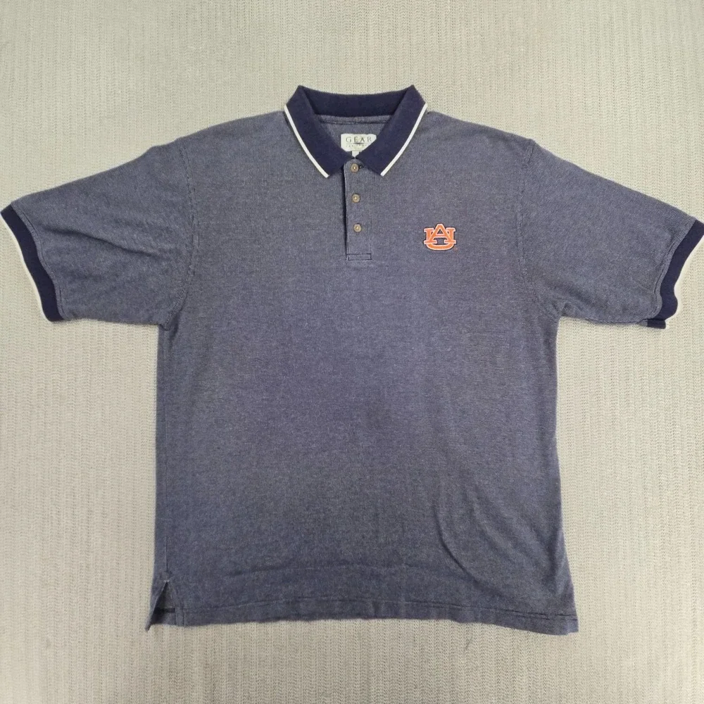 Vintage Auburn Tigers Polo Shirt Mens XL Blue Gear For Sports SEC Football 90s